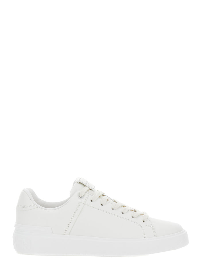 B-Court White Low Top Sneakers With Logo Patch Leather Man Calf