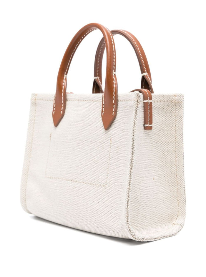 B-Army Beige Handbag With Logo Canvas Woman Cotton Linen Hand Bags