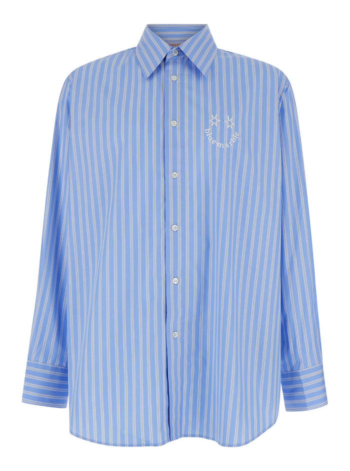 Light Blue Striped Shirt Cotton Man And Blouses