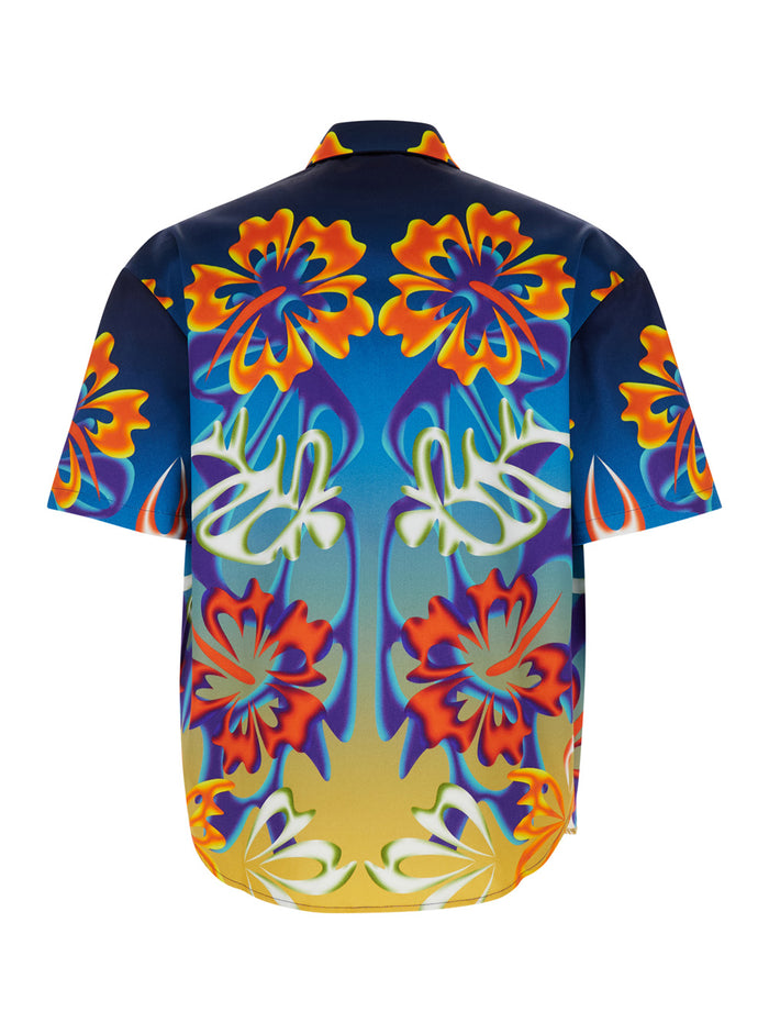 Multicolor Shirt With Short Sleeves Cotton Blend Man Viscose And Blouses