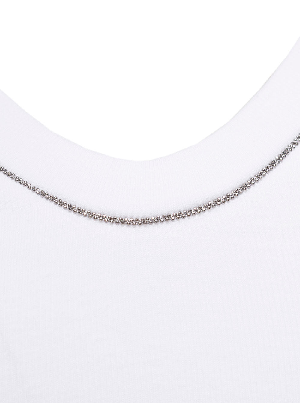 White Tank Top With Monile Detail Cotton Woman Brunello Cucinelli Elastane