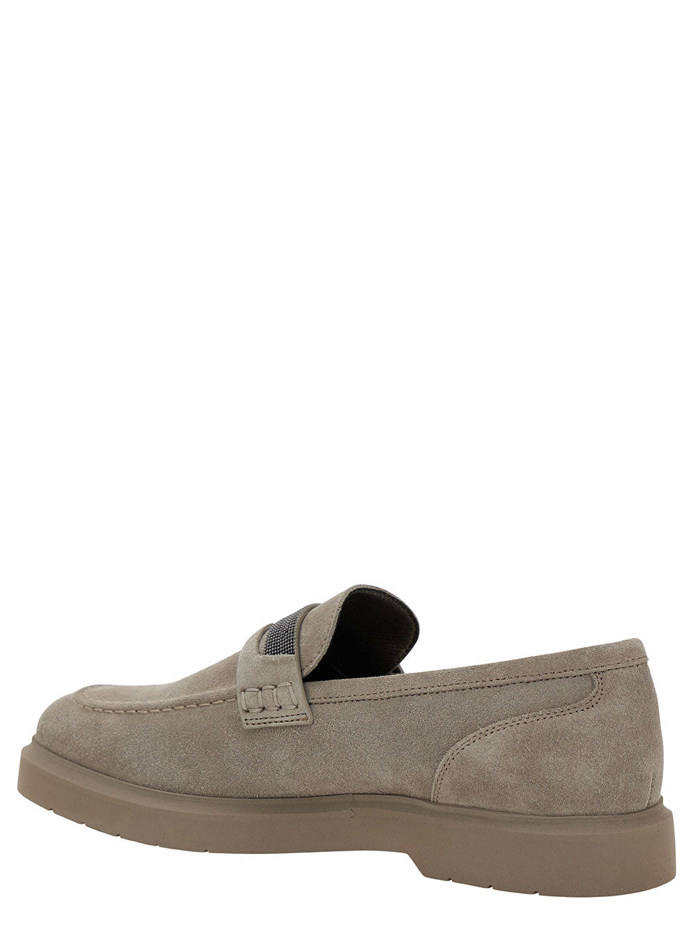 Grey Loafers With Monile Detail Suede Woman Calf