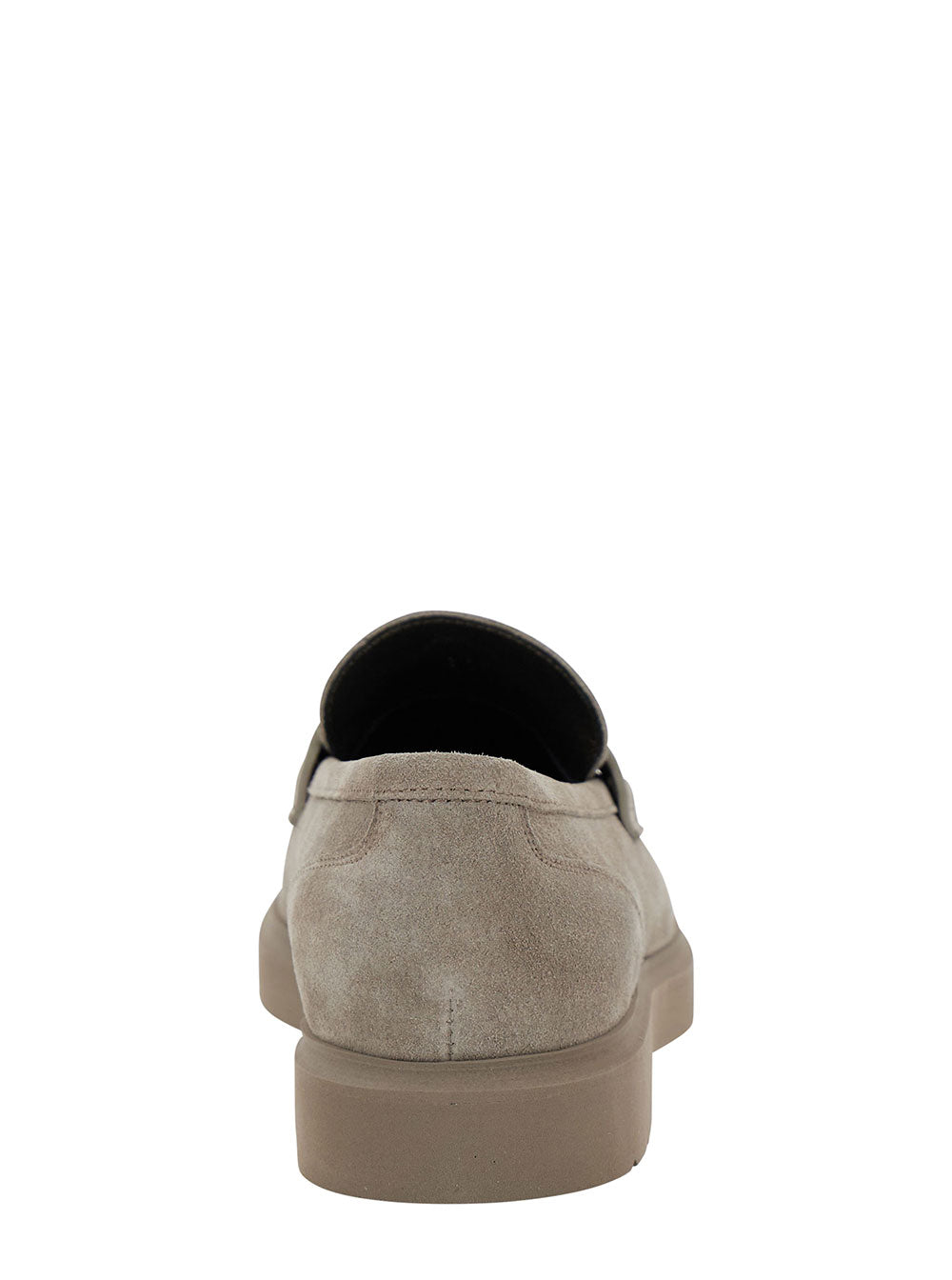 Grey Loafers With Monile Detail Suede Woman Calf