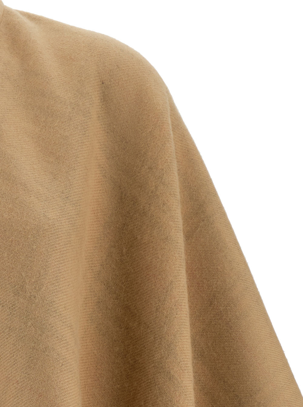 Beige Reversible Cape With Vintage Check Motif Wool Woman