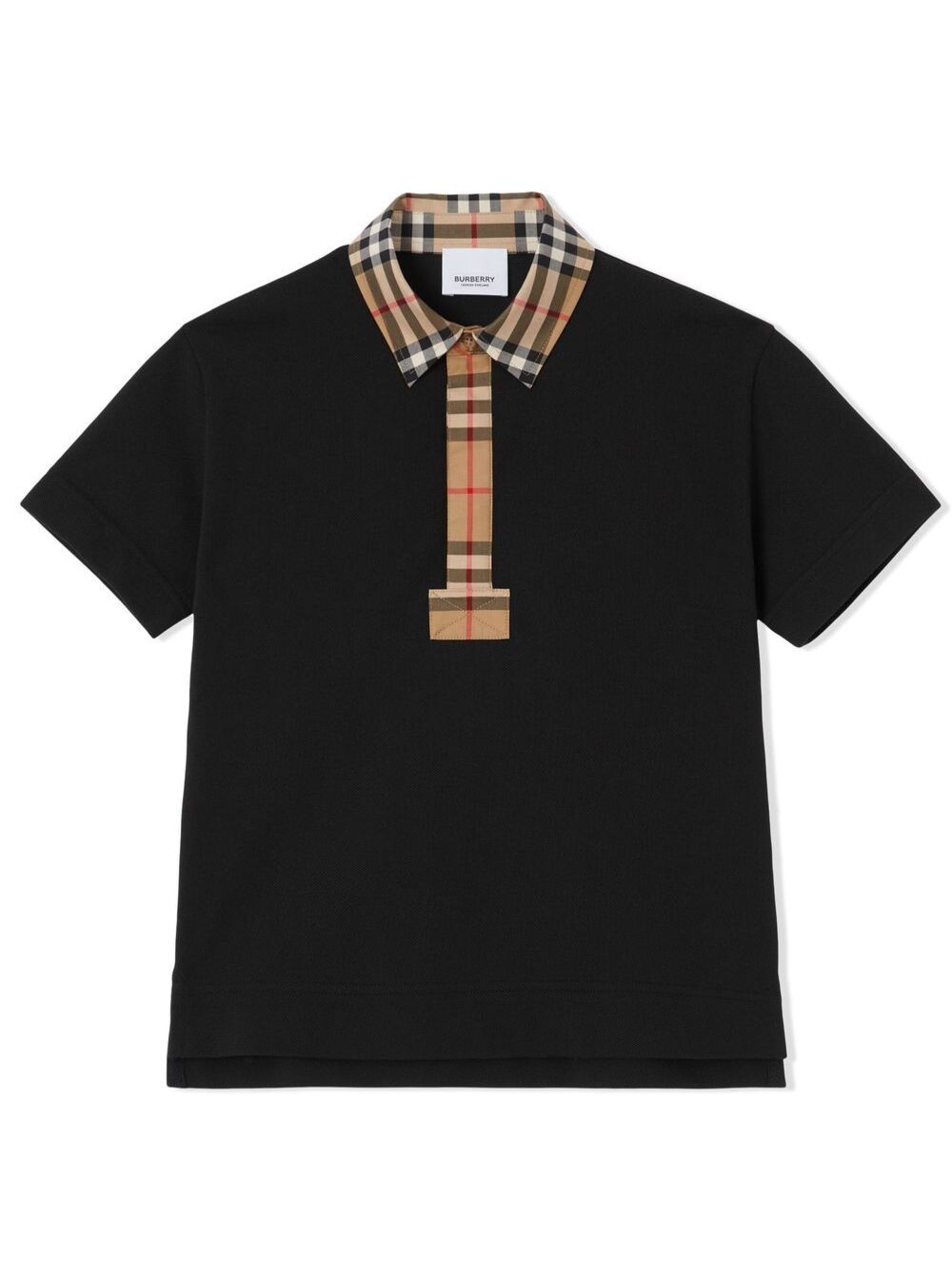 Black Polo T-Shirt With Vintage Check Motif Cotton Baby Tshirts And Shirts