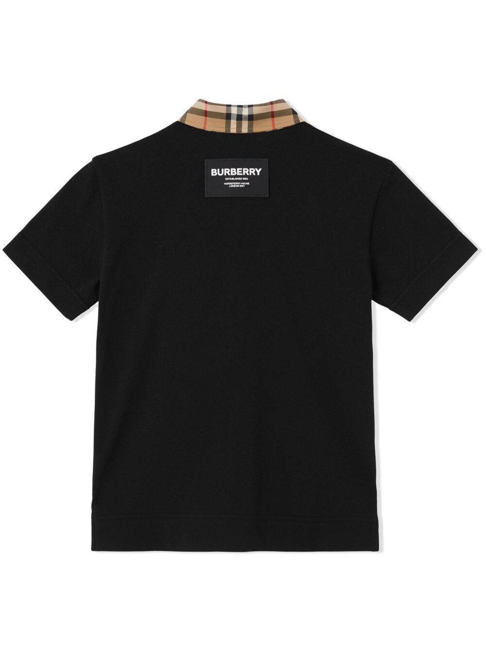 Black Polo T-Shirt With Vintage Check Motif Cotton Baby Tshirts And Shirts