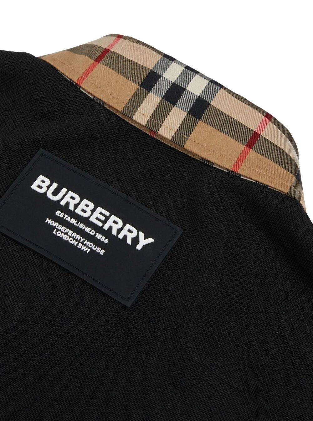 Black Polo T-Shirt With Vintage Check Motif Cotton Baby Tshirts And Shirts