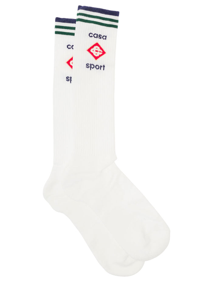 White Ribbed Socks Cotton Blend Man Polyammide Spandex Underwear
