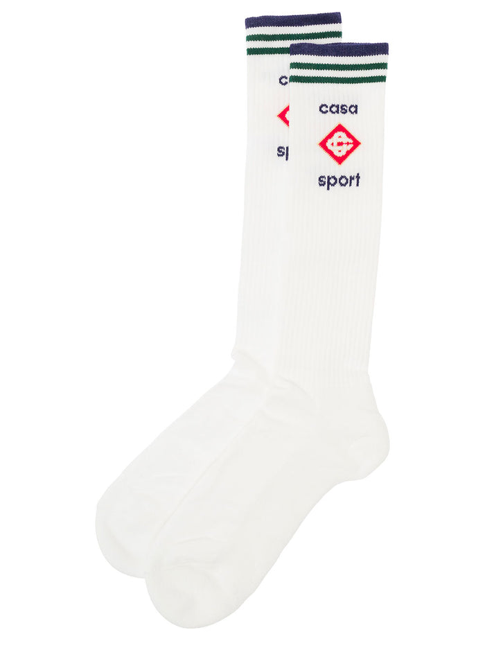 White Ribbed Socks Cotton Blend Man Polyammide Spandex Underwear