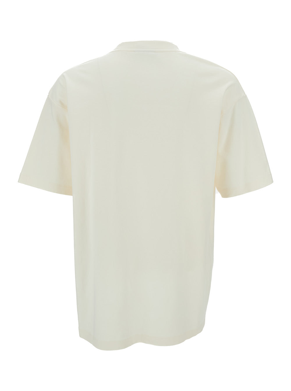 White Crewneck T-Shirt With Pinceaux Print Cotton Man Tshirts And Polo Shirts