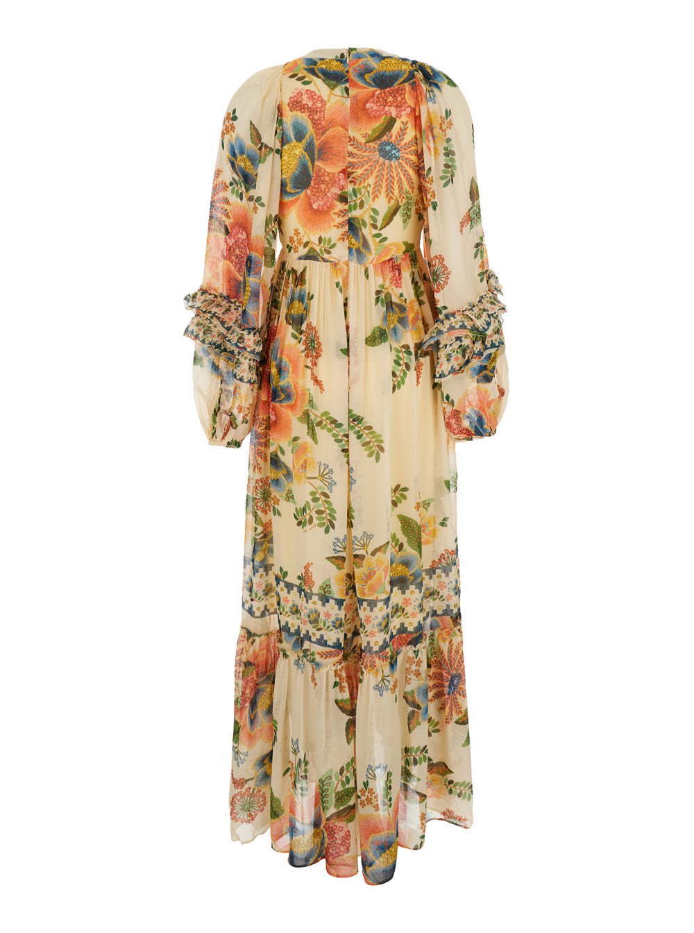 Yellow Maxi Dress With Flared Sleeves Techno Fabric Woman Long