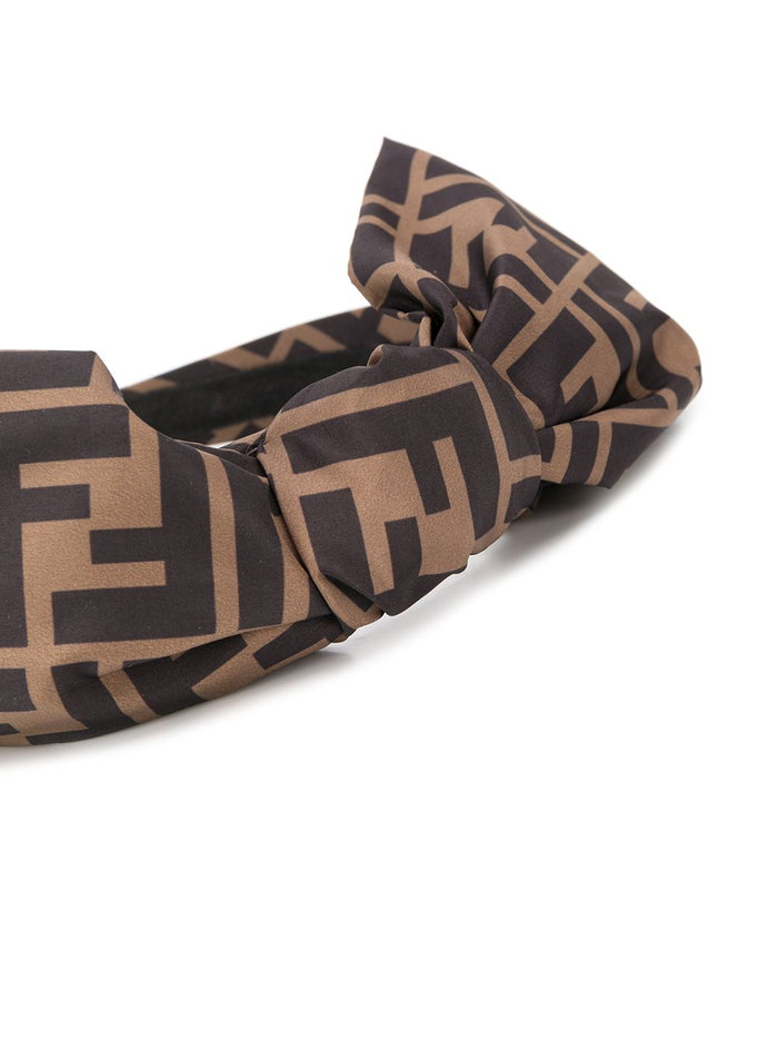 Brown And Black Hairband With All-Over Ff Motif Bow Nylon Girl Polyester Hair Accessories