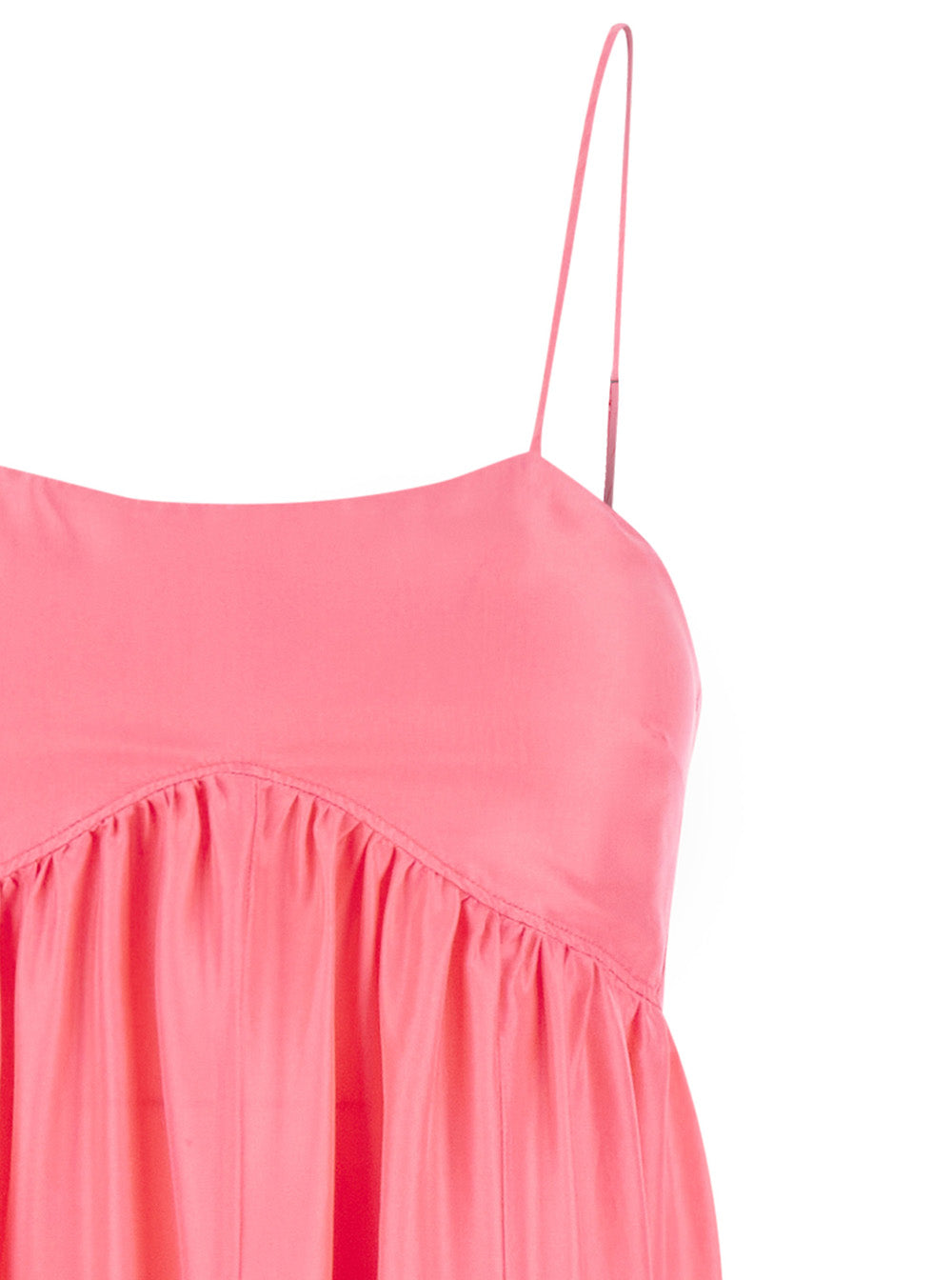 Habotai Long Salmon Pink Dress With High-Waist Point Silk Woman