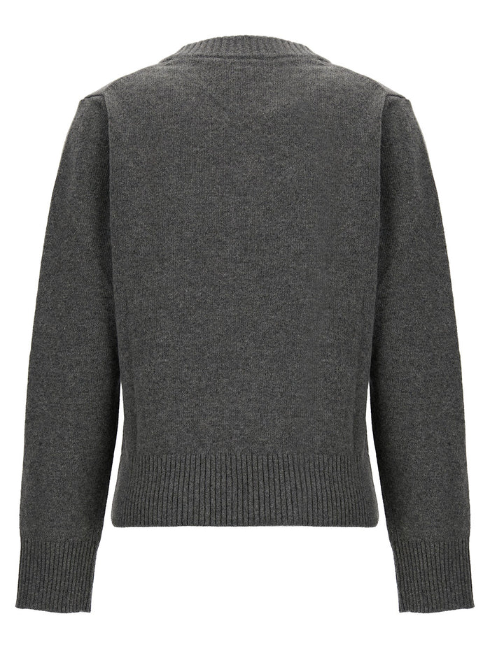 Grey Sweater With Strawberry And Logo Motif Wool Blend Woman Jersey