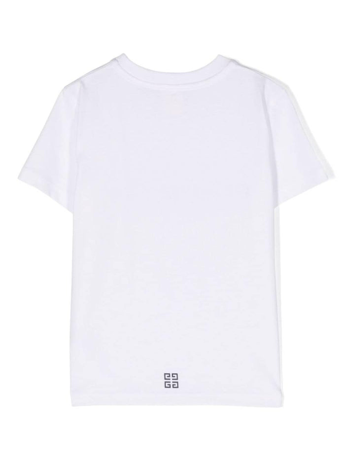 White Crewneck T-Shirt With Contrasting Logo Lettering Print Cotton Boy Tshirts And Polo Shirts