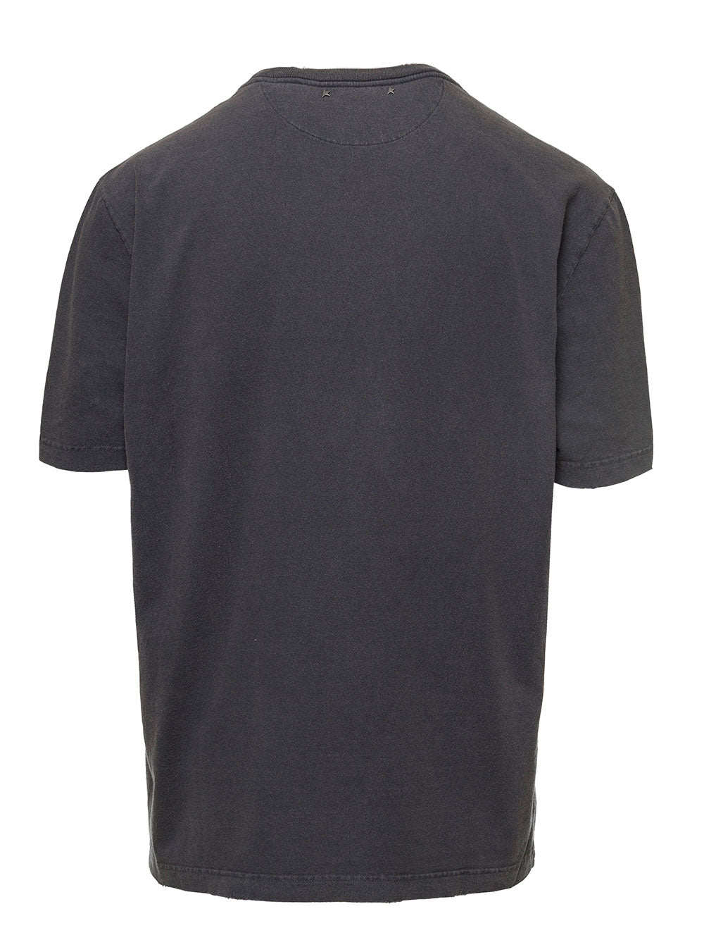 Black Distressed T-Shirt With Logo Man Golden Goose Grey Cotton Tshirts And Polo Shirts