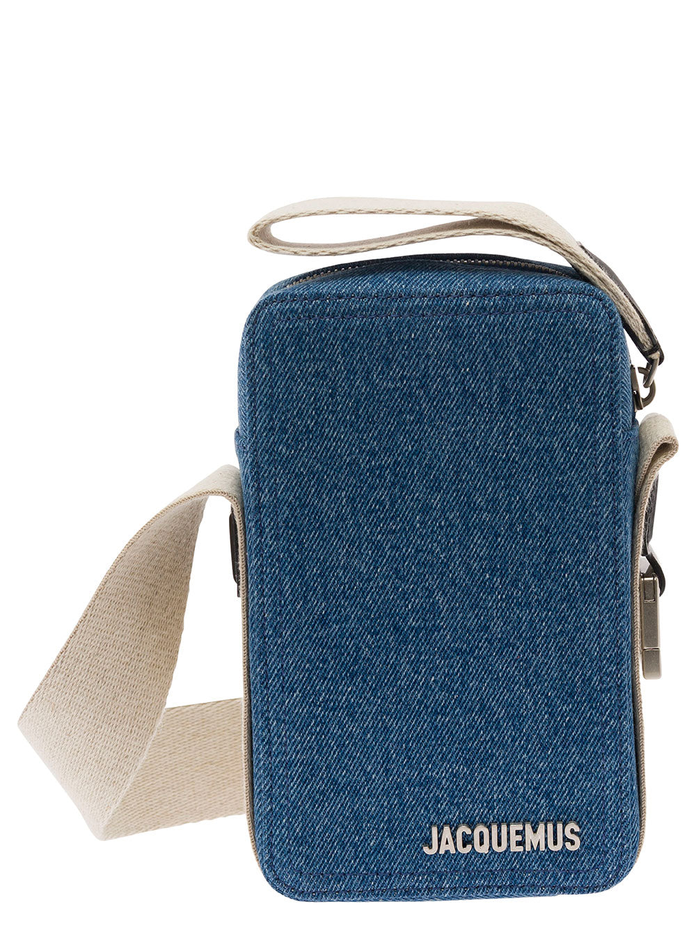 La Cuerda Vertical Blue Shoulder Bag With Front Logo Leather Man Blu Cow Crossbody