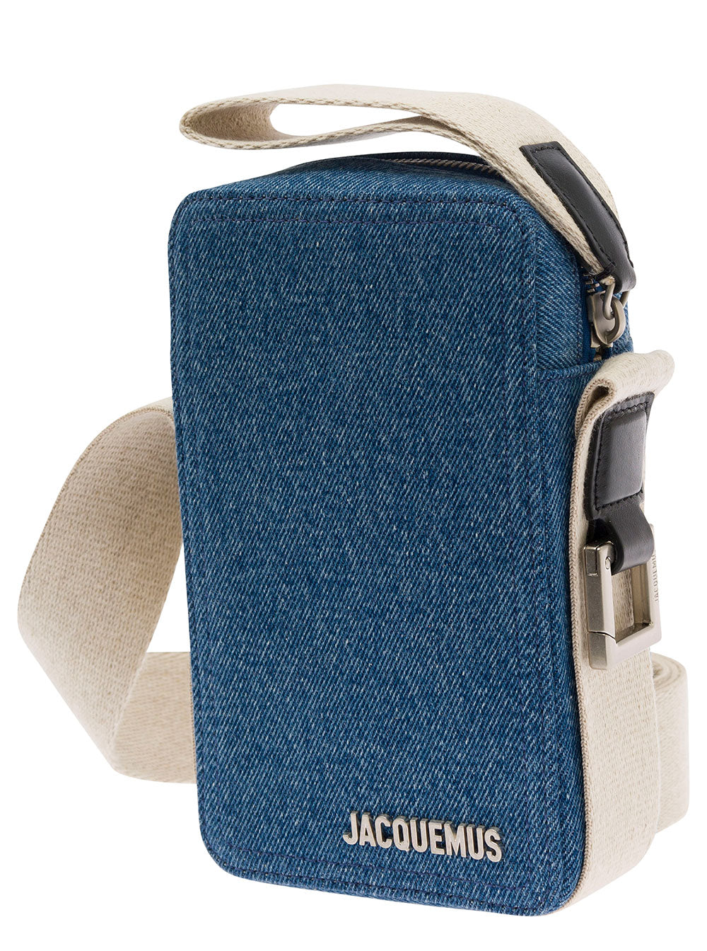 La Cuerda Vertical Blue Shoulder Bag With Front Logo Leather Man Blu Cow Crossbody