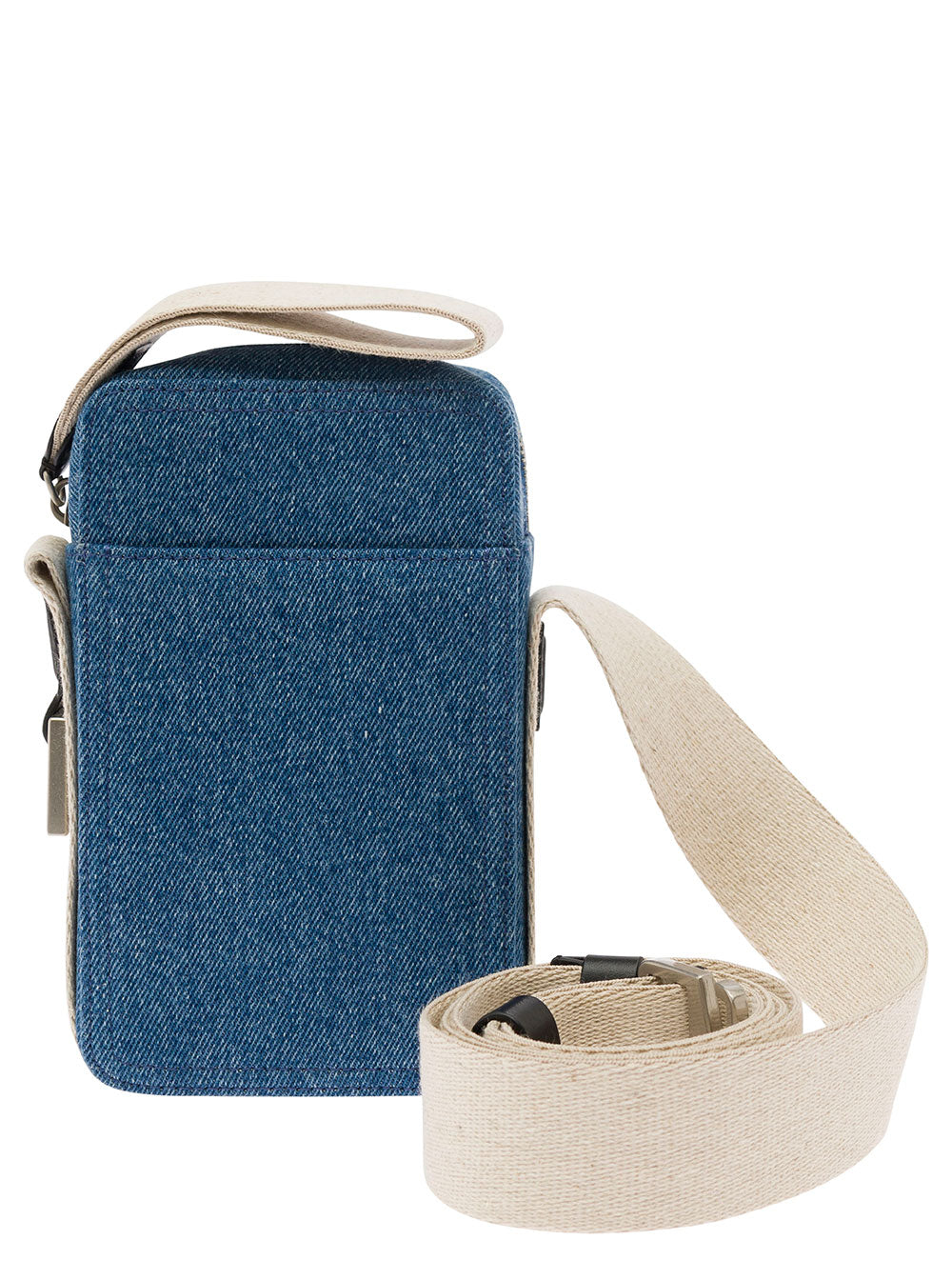 La Cuerda Vertical Blue Shoulder Bag With Front Logo Leather Man Blu Cow Crossbody