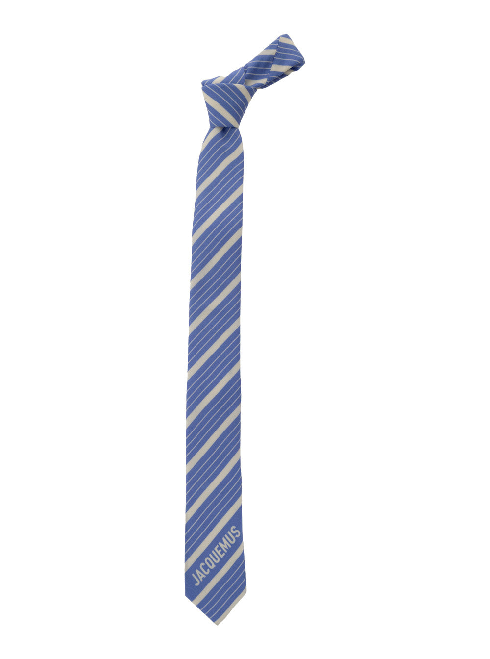 La Cravate Light Blue Striped Tie With Logo Silk And Wool Man Blu Virgin Polyamide Papillon Ties