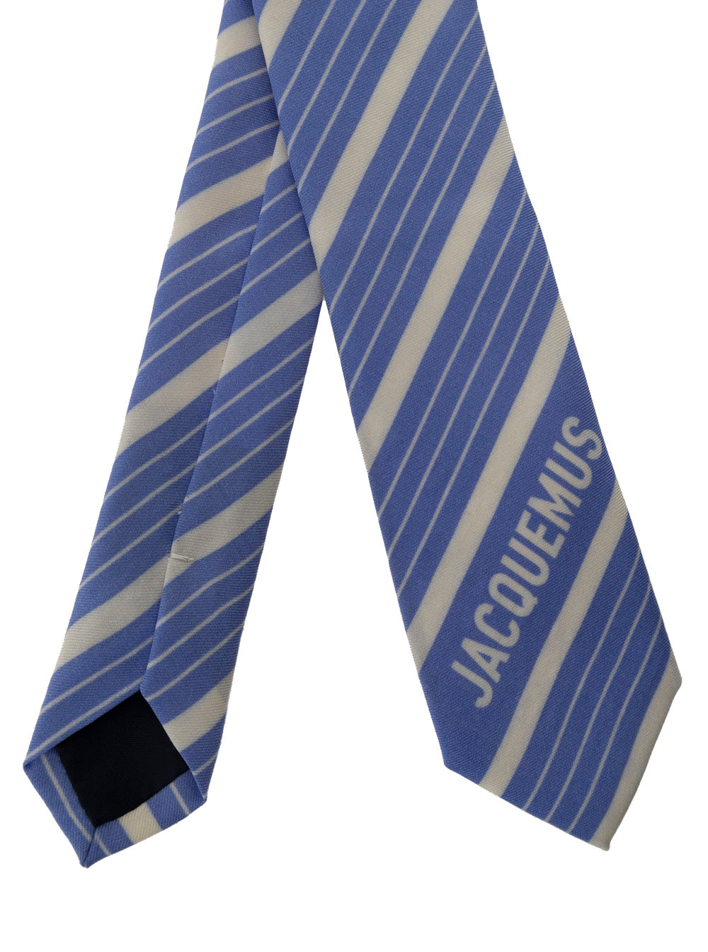 La Cravate Light Blue Striped Tie With Logo Silk And Wool Man Blu Virgin Polyamide Papillon Ties