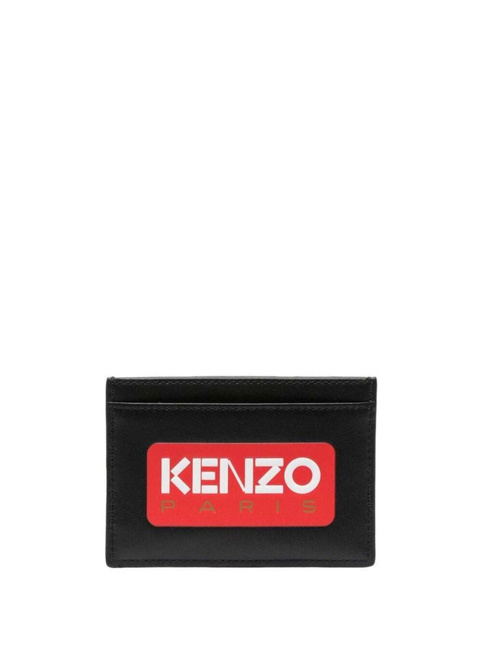 Black Cardholder With Logo Print Leather Man Cow Products