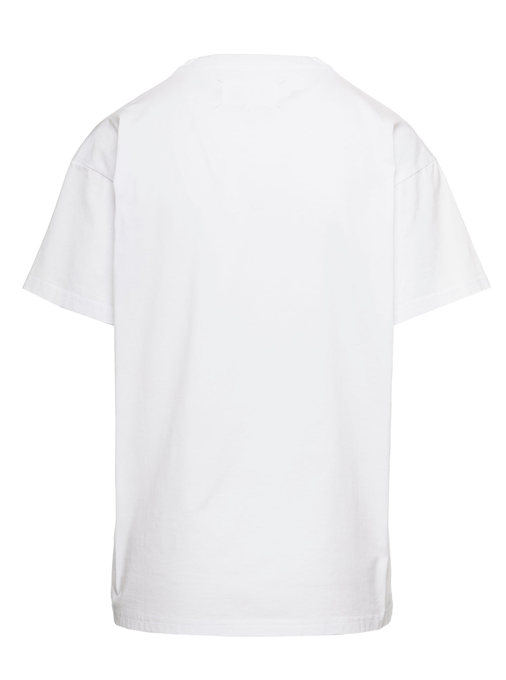 White Crewneck T-Shirt With Tonal Lettering Print Cotton Jersey Woman Maison Margiela Tshirts And Polo Shirts