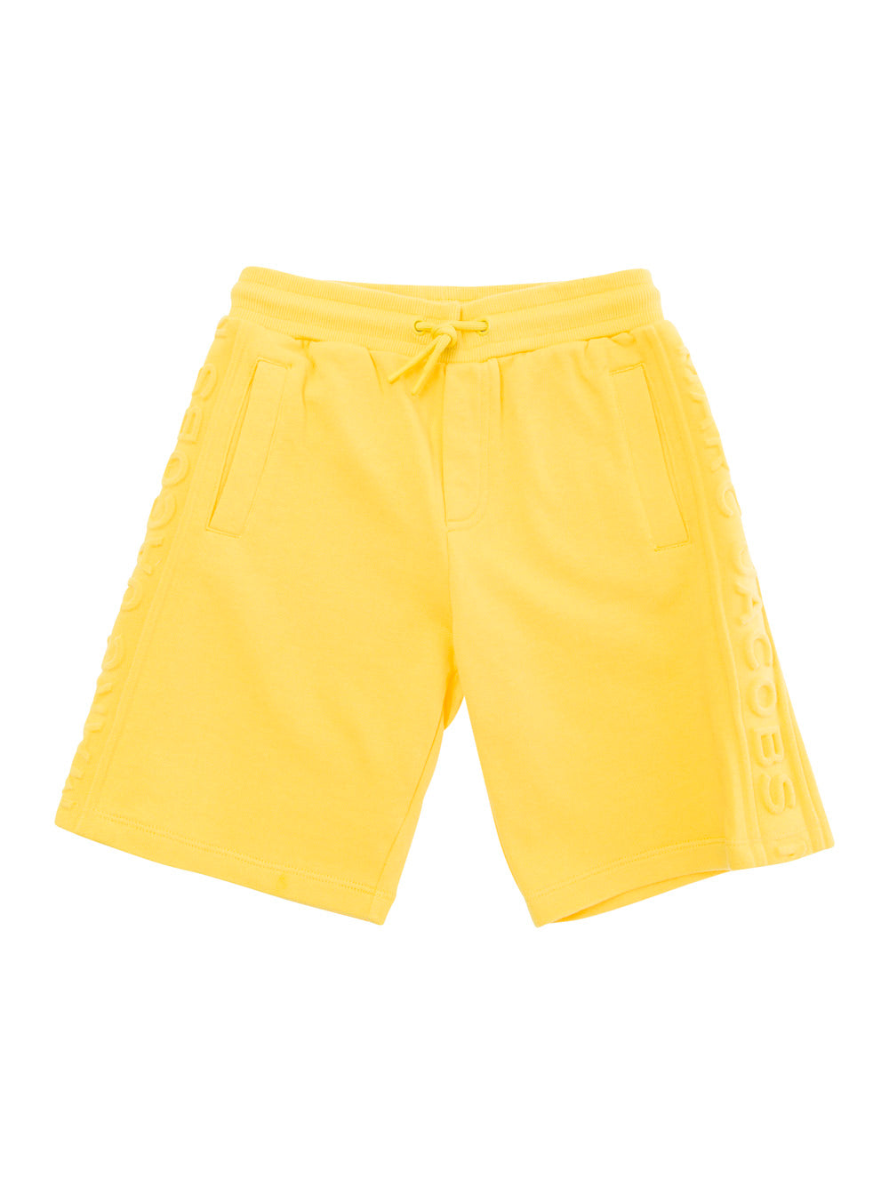 Yellow Bermuda Shorts With Tonal Embroidery Cotton Boy And