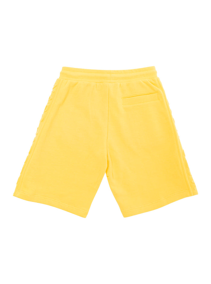Yellow Bermuda Shorts With Tonal Embroidery Cotton Boy And