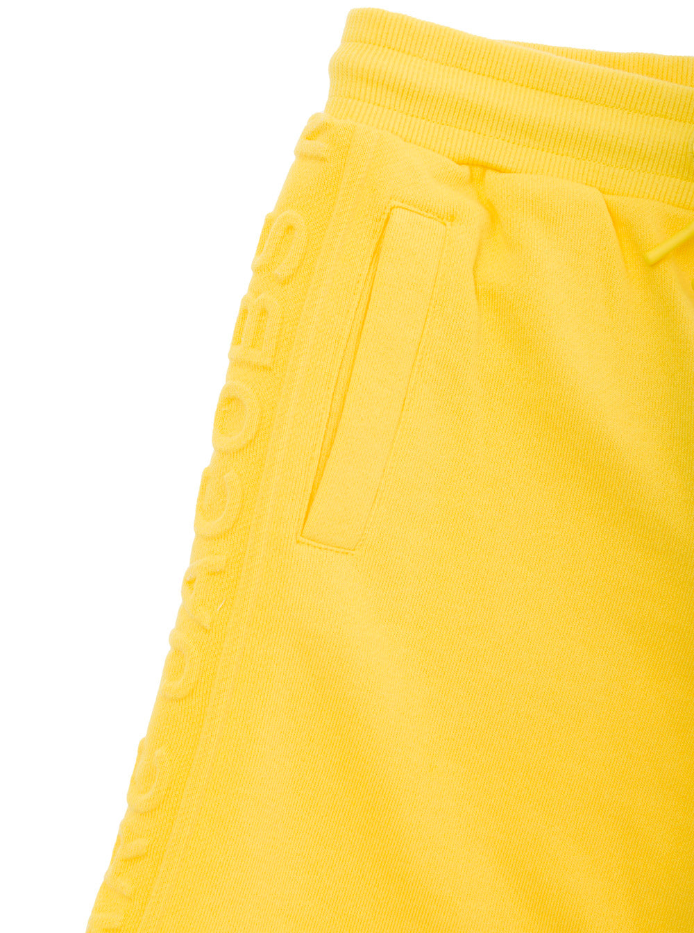Yellow Bermuda Shorts With Tonal Embroidery Cotton Boy And