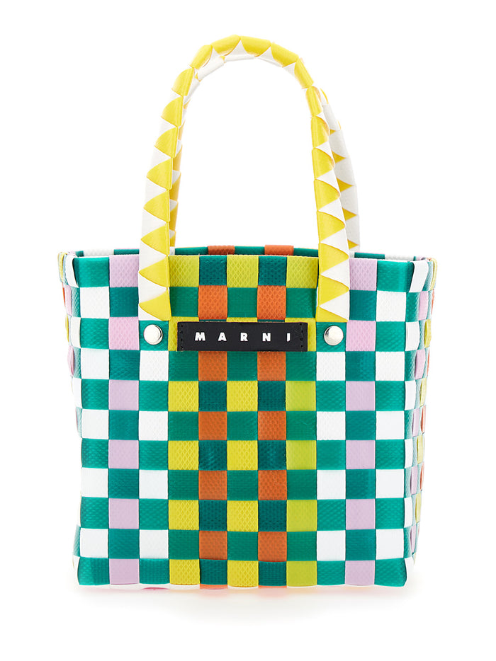 Basket Multicolor Bag With Logo Plaque And Intreccio-Motif Woven Material Girl Polypropylene Hand