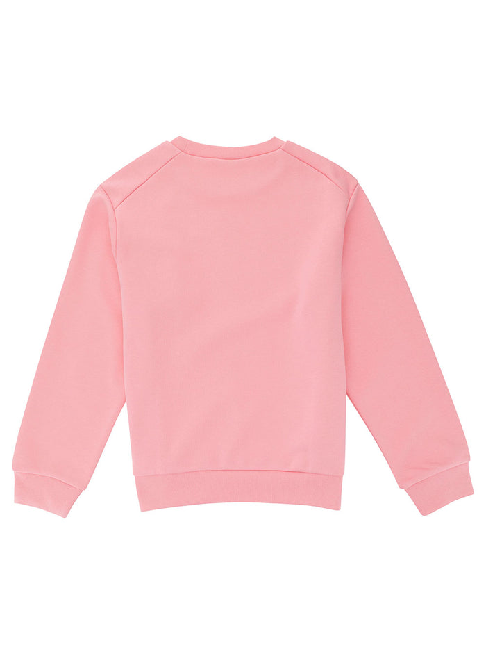 Pink Crewneck Sweatshirt With Contrasting Logo Print Cotton Boy Sweatshirts