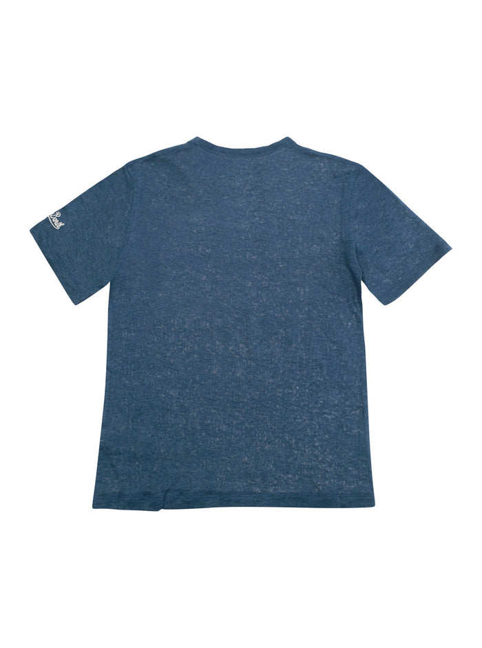 Alex Blue T-Shirt With A Patch Pocket Jersey Boy Blu Linen Tshirts And Polo Shirts
