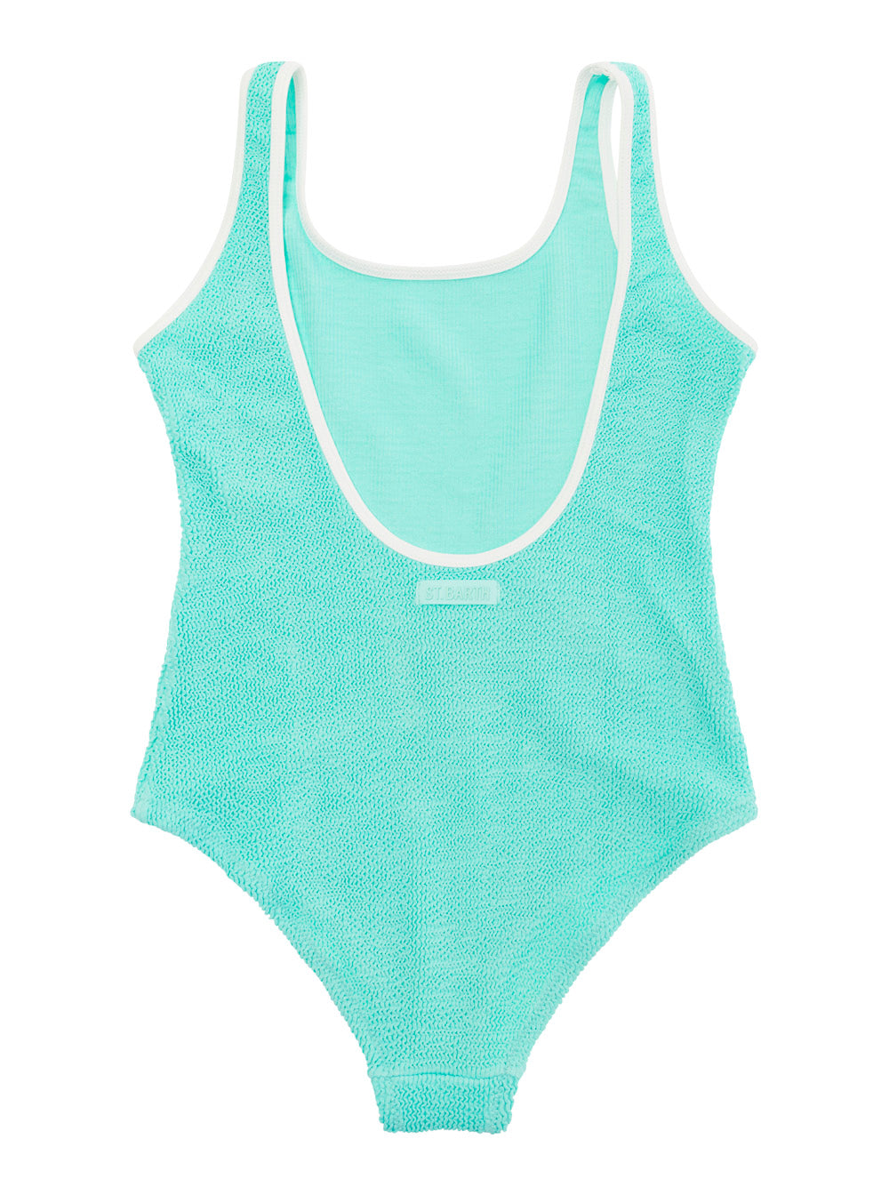 Cara Light Blue One-Piece Backless Swimsuit Stretch Fabric Girl Polyamide Elastane Beachwear