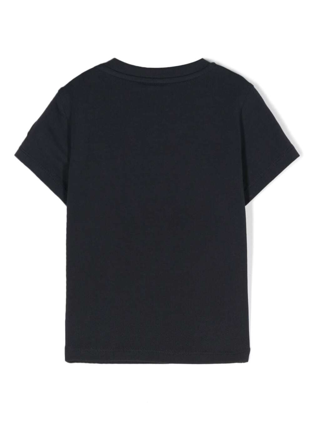 Black Crewneck T-Shirt With Logo Print Stretch Cotton Baby Elastane Tshirts And Polo Shirts