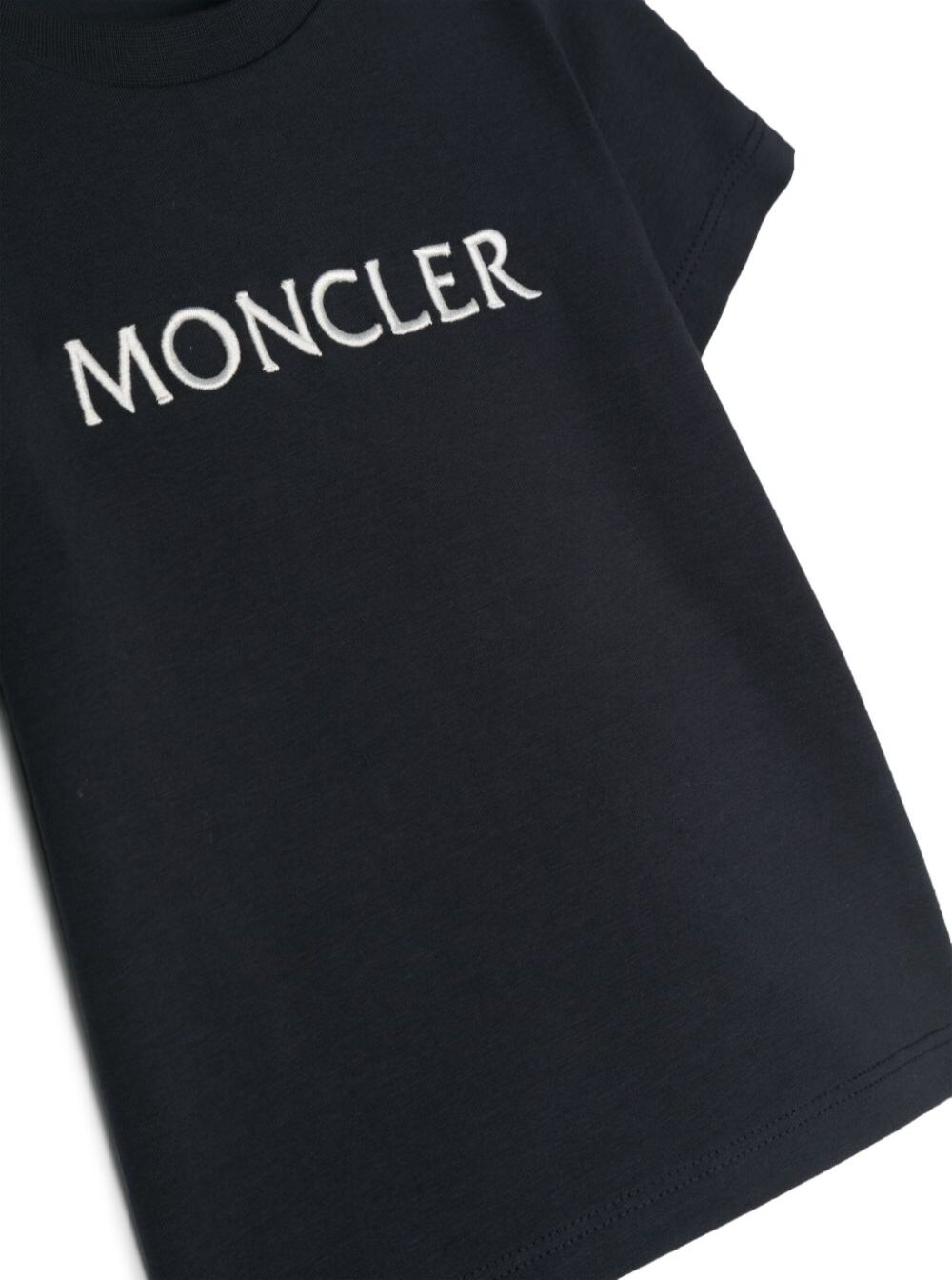 Black Crewneck T-Shirt With Logo Print Stretch Cotton Baby Elastane Tshirts And Polo Shirts