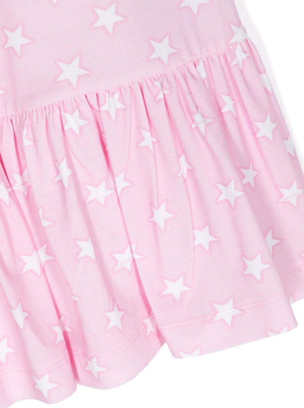 Pink Dress With All-Over Star Print Stretch Cotton Girl Elastan