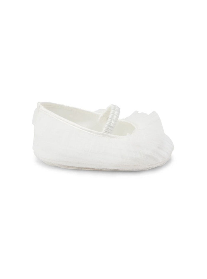 White Ballet Flats With Ruches Polyamide Baby Ballerinas
