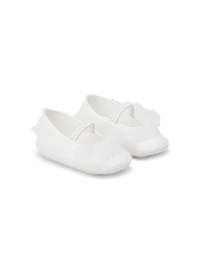White Ballet Flats With Ruches Polyamide Baby Ballerinas