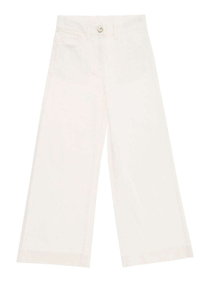 White Five-Pocket Jeans With Logo Patch Stretch Cotton Denim Girl Elastan