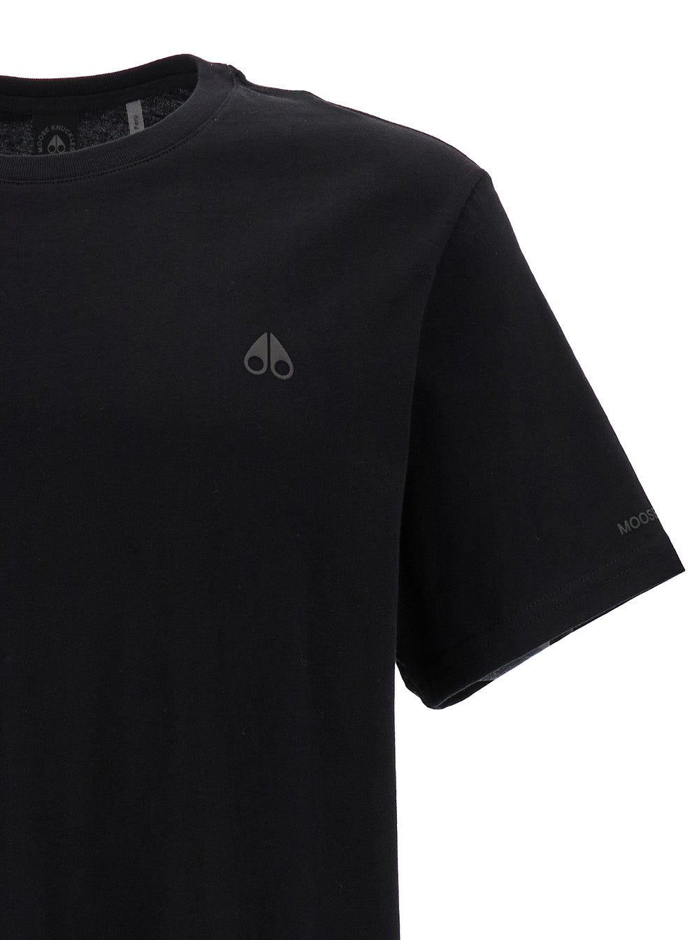 Black Crewneck T-Shirt With Printed Logo Cotton Man Tshirts And Polo Shirts