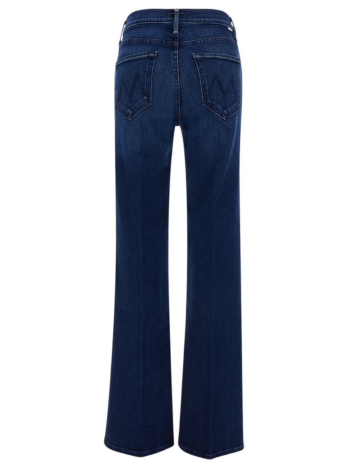 Blue Five-Pocket Straight Jeans Stretch Cotton Blend Denim Woman Blu Polyester Elastane