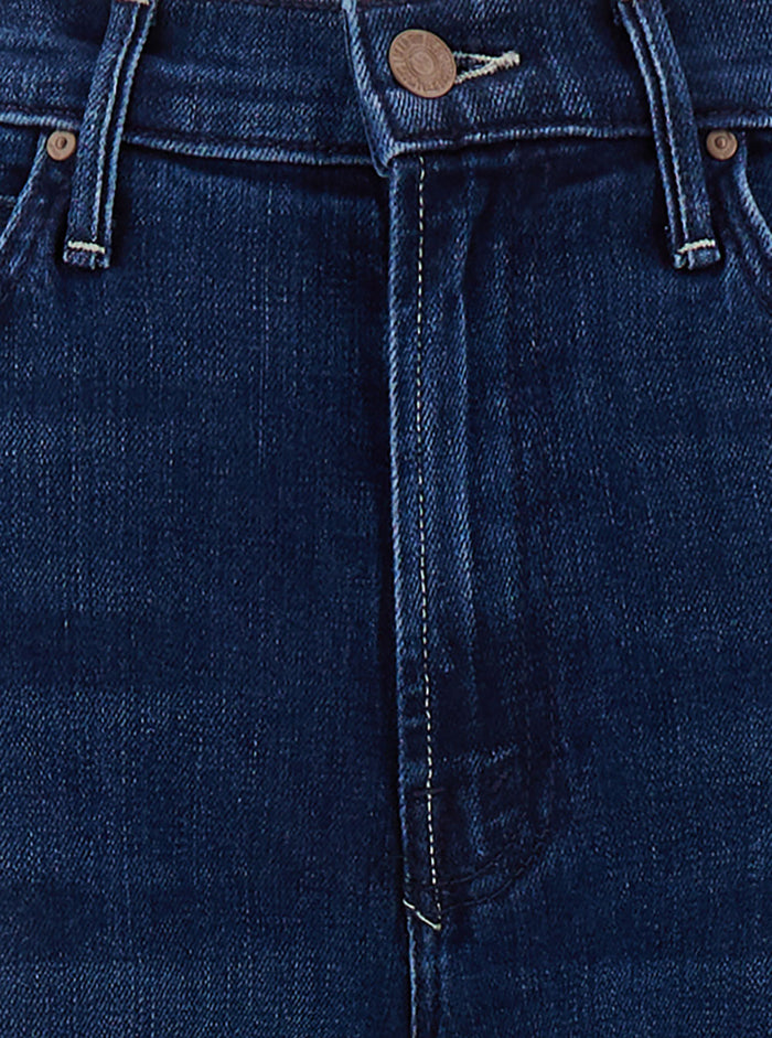 Blue Five-Pocket Straight Jeans Stretch Cotton Blend Denim Woman Blu Polyester Elastane