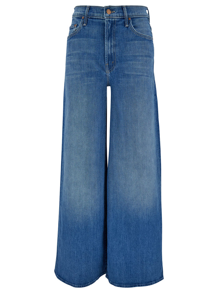 The Undercover Light Blue Wide Jeans With Branded Button Cotton Denim Man Blu Elastan