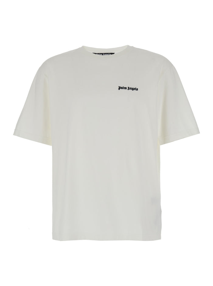 White T-Shirt With Frontal Logo Cotton Man Tshirts And Polo Shirts