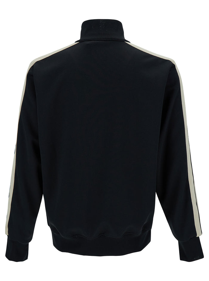 Black Sweatshirt With Logo Embroidery Tech Fabric Man Polyester Sweatshirts