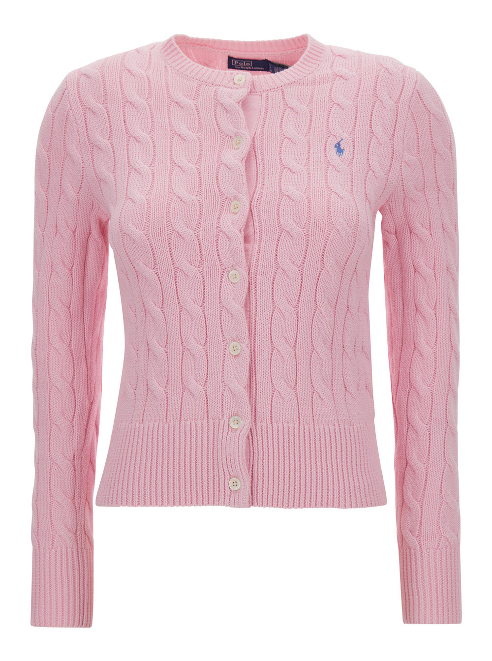 Pink Polo Pony Round Neck Cardigan Cotton Woman Jersey