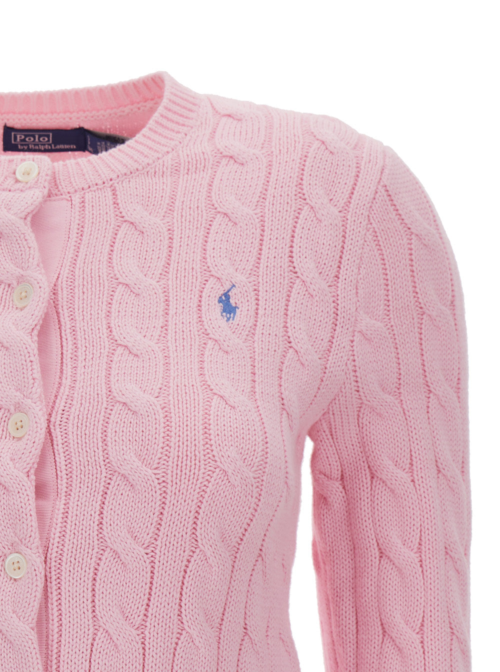 Pink Polo Pony Round Neck Cardigan Cotton Woman Jersey