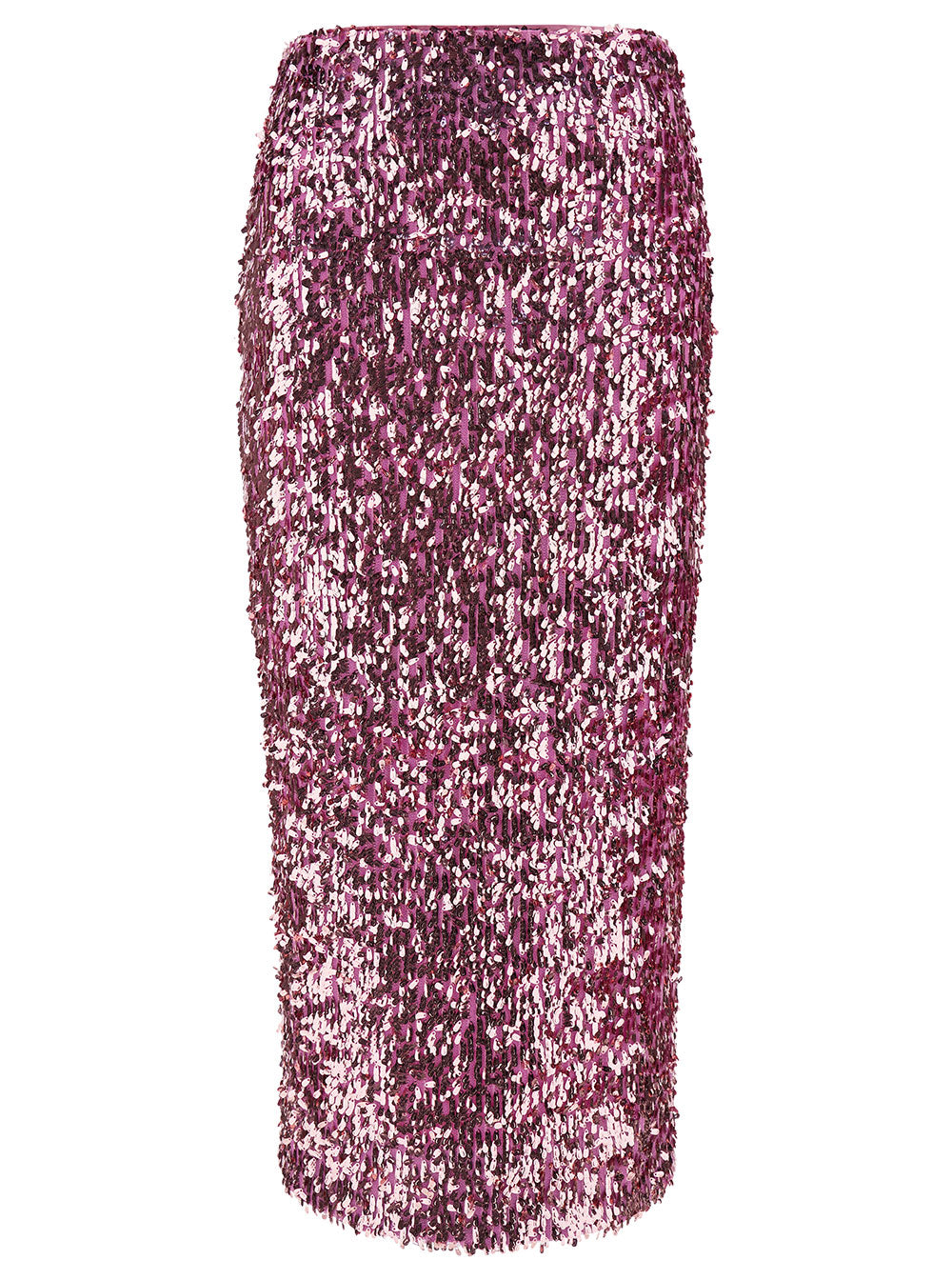 Pink Pencil Skirt With All-Over Sequins Embellishment Tech Fabric Woman Polyester