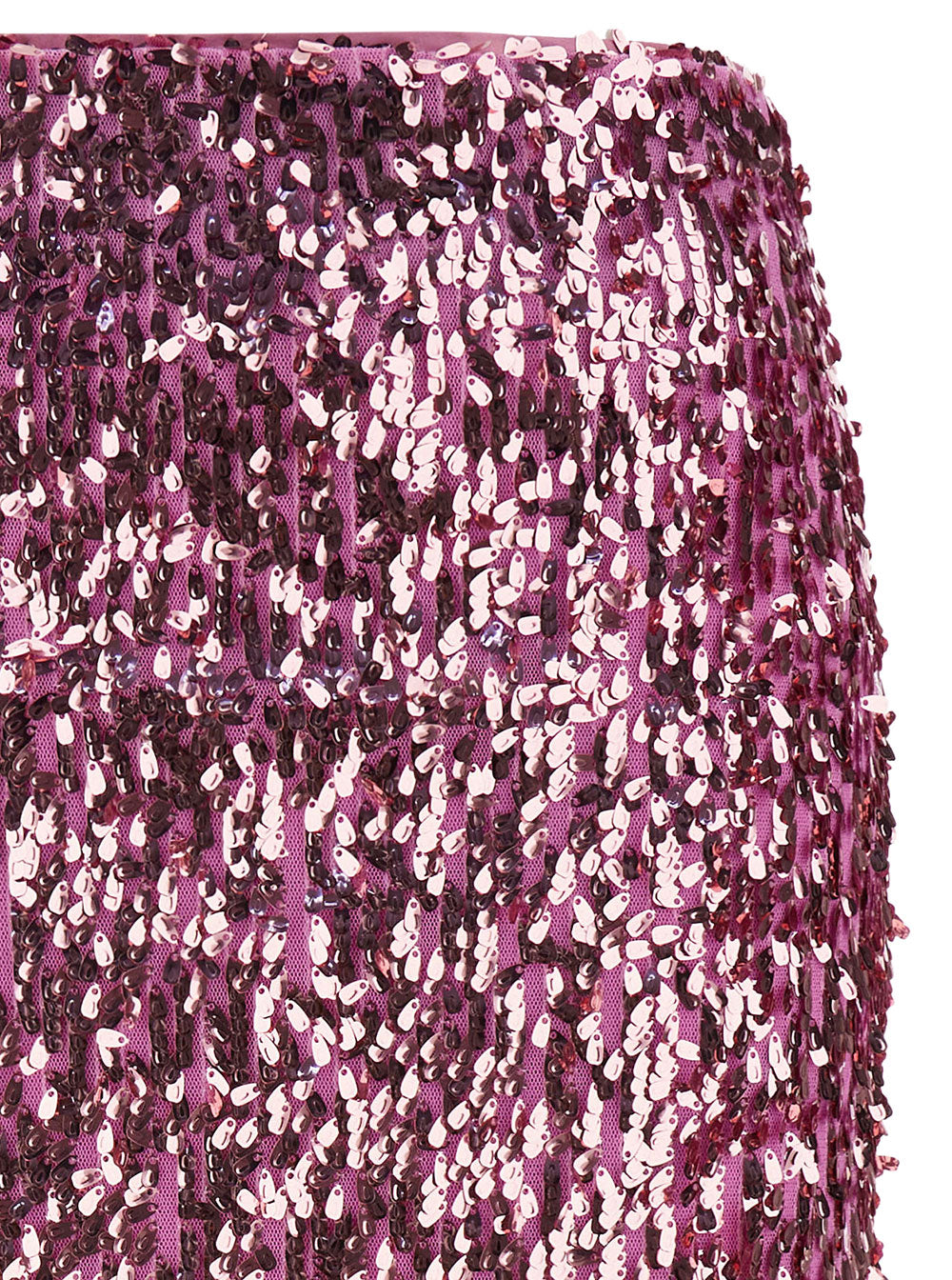 Pink Pencil Skirt With All-Over Sequins Embellishment Tech Fabric Woman Polyester